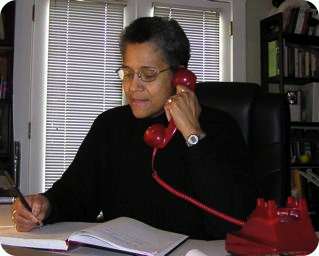 Marquita talking on her Red Phone! Photo of Marquita speaking on her Red Phone.